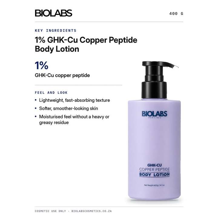 Biolabs 1% GHK-Cu Copper Peptide Body Lotion 400g key ingredients