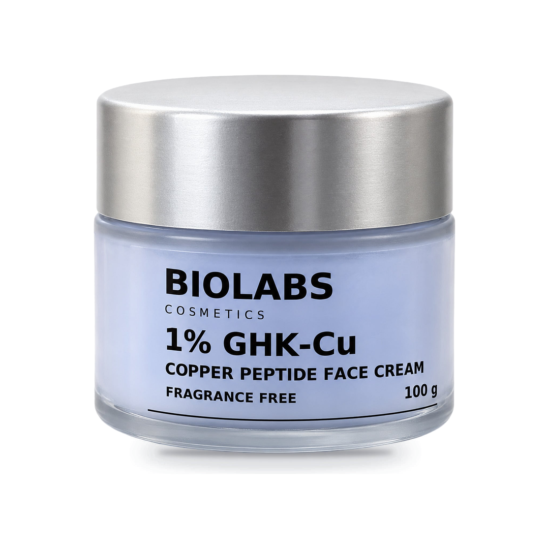 Biolabs 2% GHK-Cu Serum + 1% Face Cream Pair: 1% GHK-Cu Copper Peptide Face Cream, Fragrance-Free 100g packshot