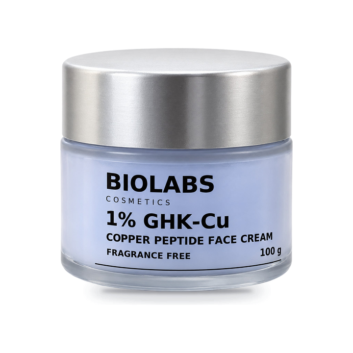 Biolabs 2% GHK-Cu Serum + 1% Face Cream Pair: 1% GHK-Cu Copper Peptide Face Cream, Fragrance-Free 100g packshot