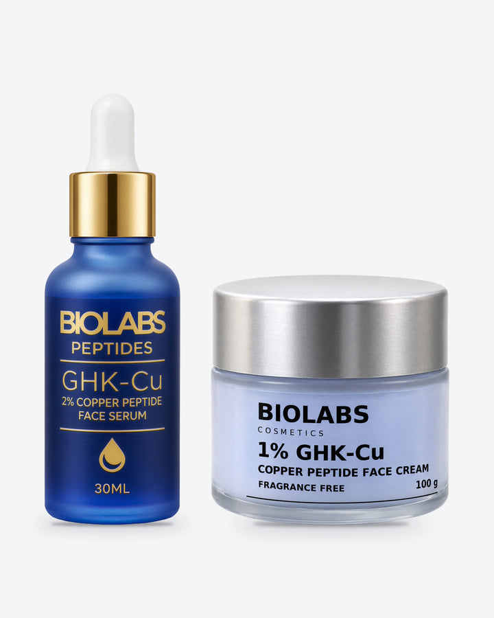 Biolabs 2% GHK-Cu Serum and 1% Fragrance-Free Face Cream pair